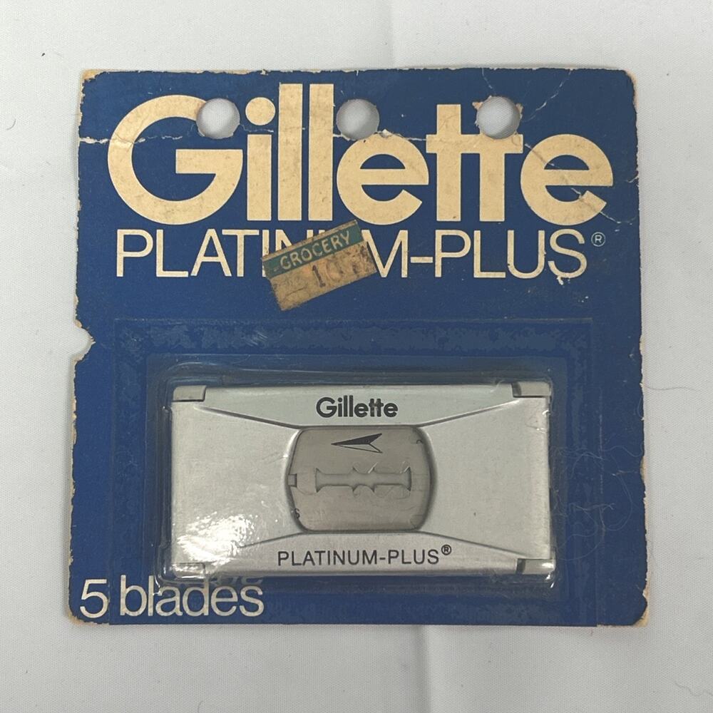 Vintage 1980s Gillette Platininum Plus Razor Blades Un-opened sealed Pack of 5